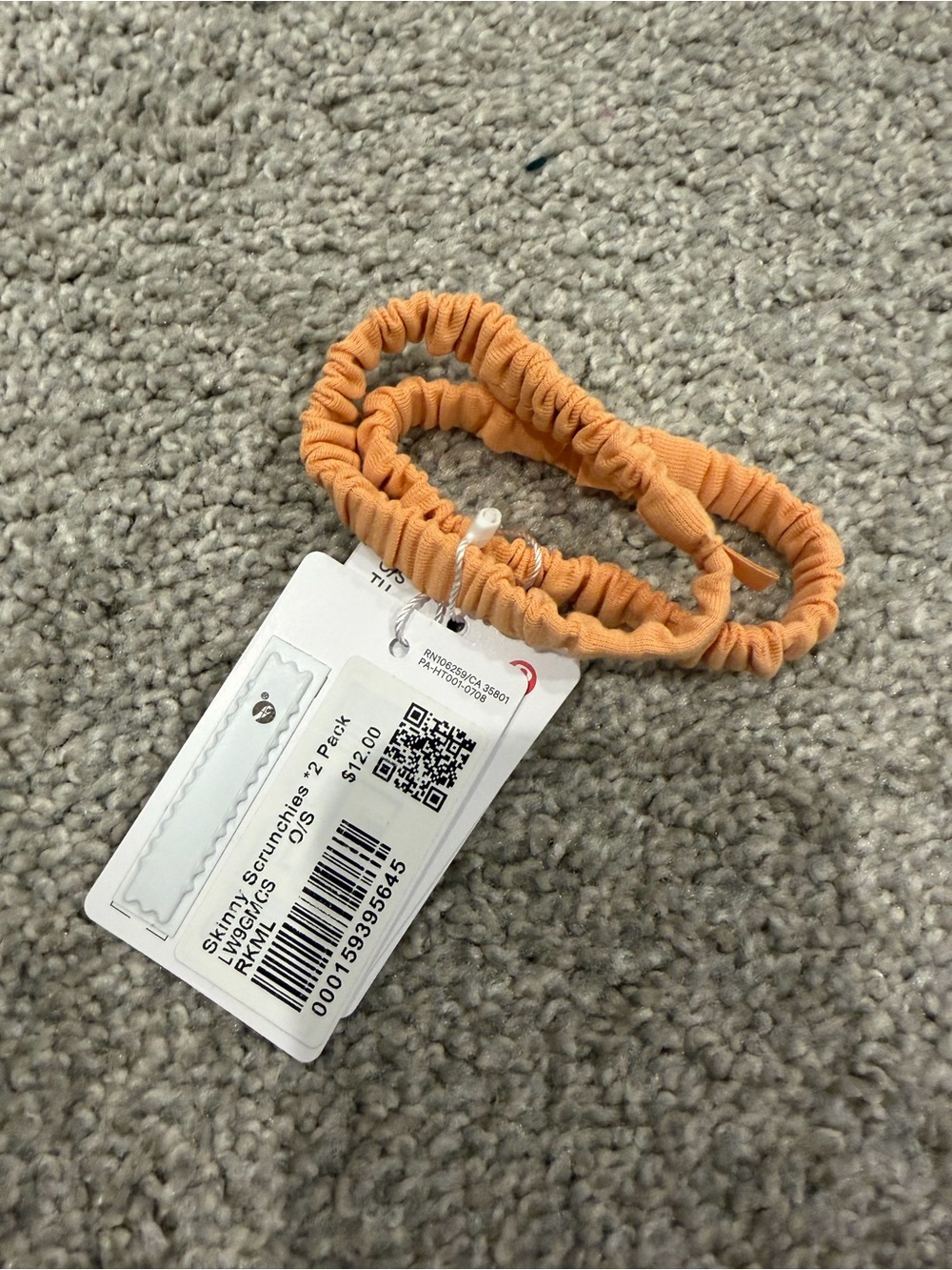 Lululemon NWT Skinny Scrunchies Rock Melon